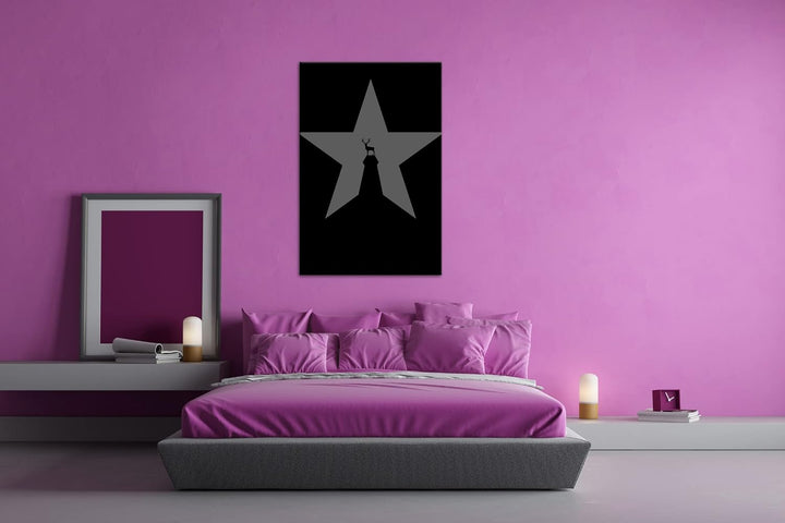 deyoli Sternen Hirsch Format: 80x60 Effekt: Schwarz&Weiss als Leinwandbild, Motiv fertig gerahmt auf