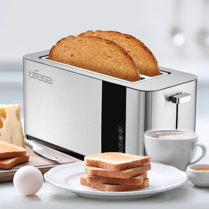 Ufesa Duo Plus Delux Toaster 2 Scheiben aus Edelstahl, LCD-Digitalbildschirm, 1400 W, Toaster Langsc