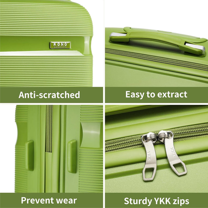 Kono Koffer Set 3 Teilig Hartschale Reisekoffer Set mit TSA Schloss und 4 Zwillingsrollens, Modisch