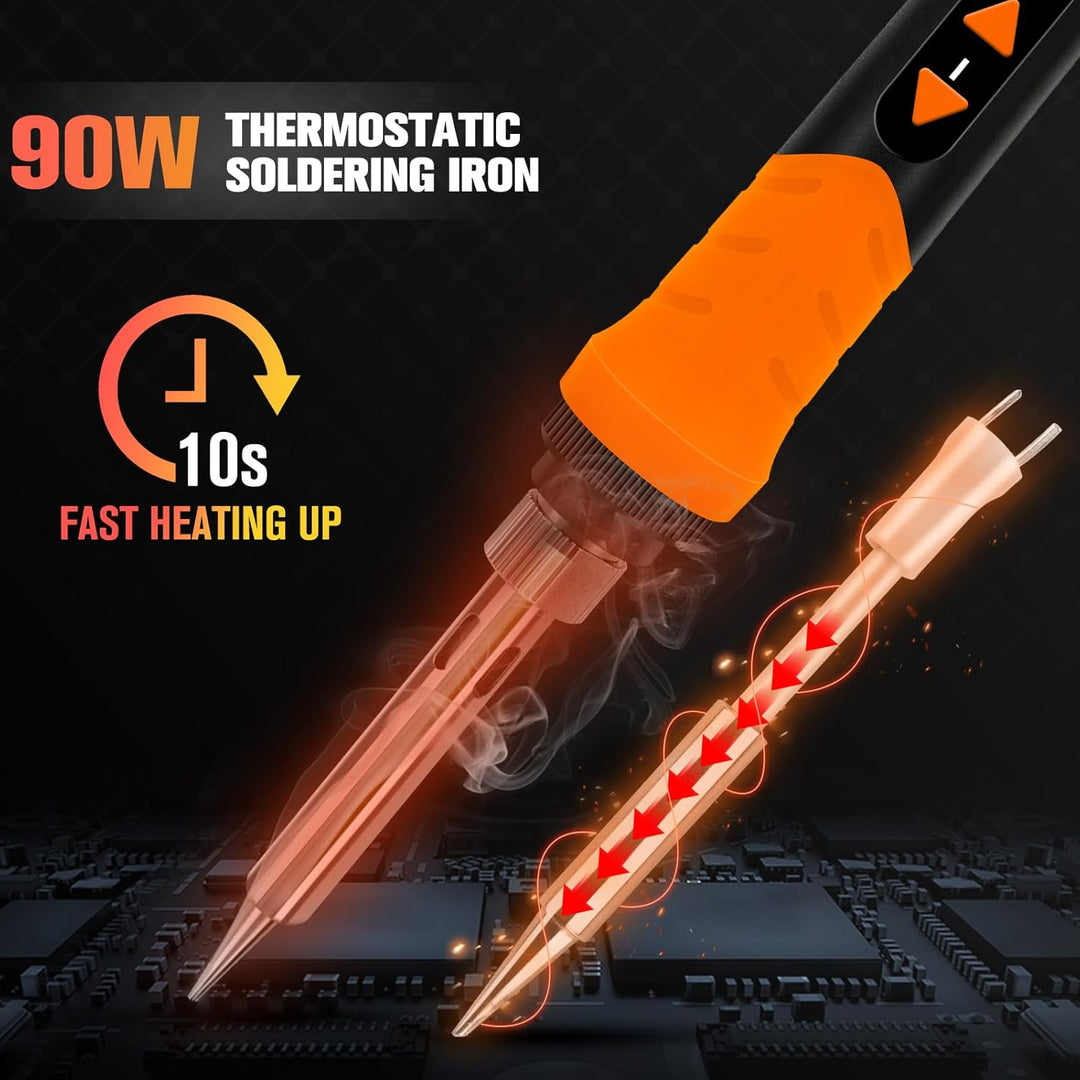 Lötkolben, 90W Lötset, LCD-12-in-1-Lötwerkzeug, einstellbare Temperatur 200–500 °C, mit 5 * austausc
