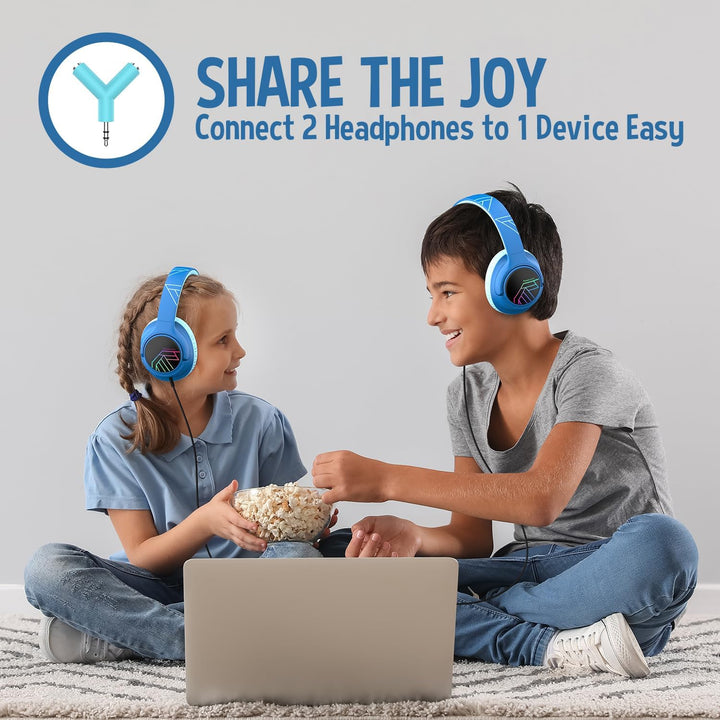 PowerLocus Bobo Bluetooth Kopfhörer Kinder, Kinderkopfhörer Over Ear mit 74/85/94dB Lautstärkebegren