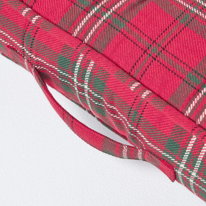 Homescapes Dickes Sitzkissen 50x50x10 cm rot kariert, Sesselauflage/Sitzerhöhung mit Baumwoll-Bezug,