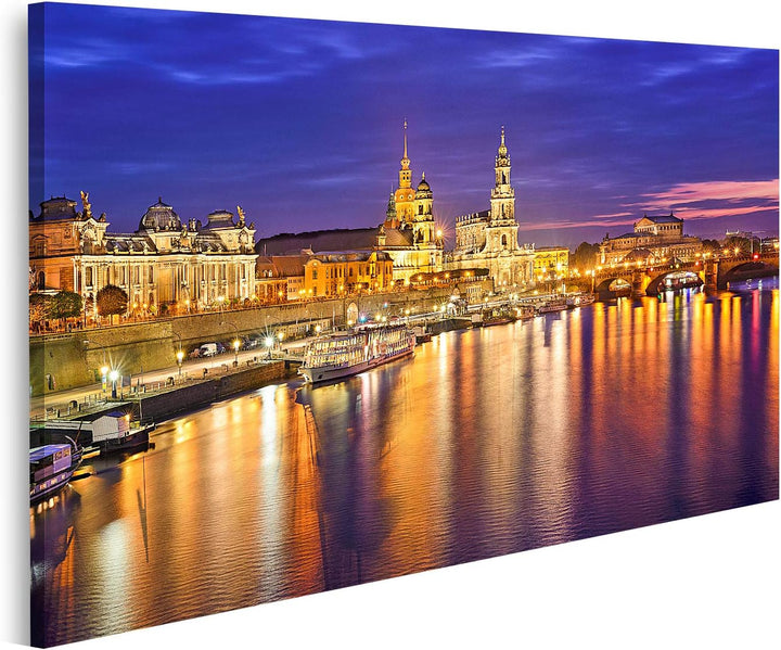 islandburner Bild auf Leinwand Dresden Deutschland Stadtsilhouette An Der Elbe Bilder Wandbilder Pos