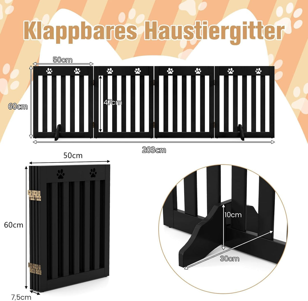 COSTWAY Absperrgitter Hunde, Schutzgitter Holz, Kindergitter klappbar, Treppengitter 60cm Hoch, Hund