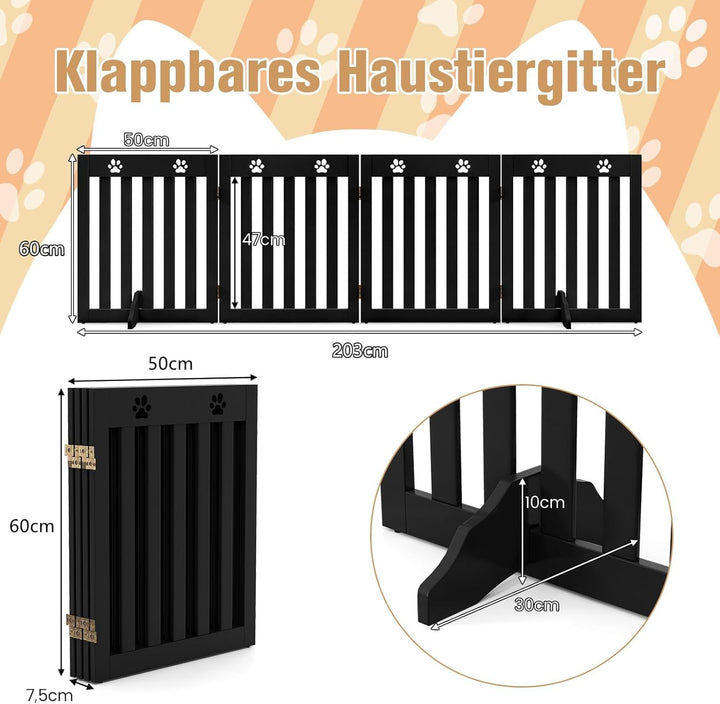 COSTWAY Absperrgitter Hunde, Schutzgitter Holz, Kindergitter klappbar, Treppengitter 60cm Hoch, Hund
