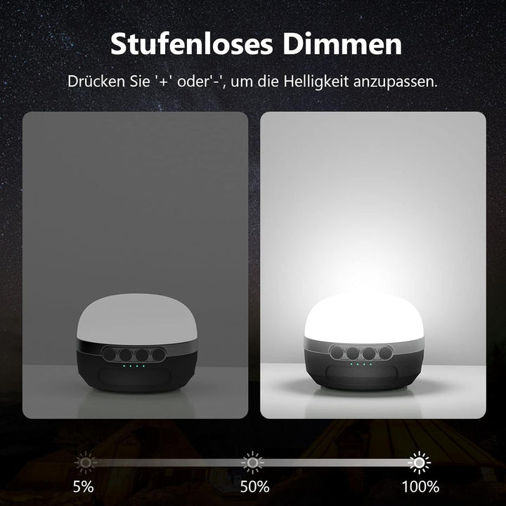 LED Campinglampe RGB Farbwechsel, 8400mAh akku Camping Laterne mit USB C Aufladbar, 5 Lichtmodi, Stu