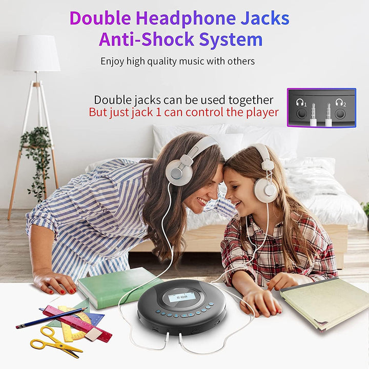 CD Player Tragbar, Arafuna Tragbarer CD Player Bluetooth für Auto und Kinder, 2000mAh wiederaufladba