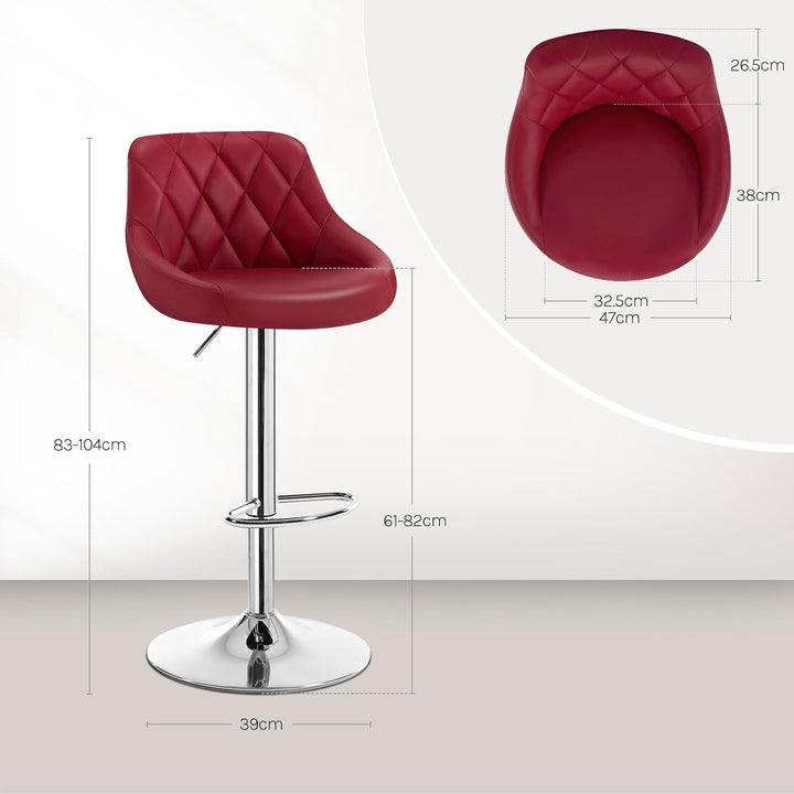 WOLTU 1er Barhocker Barstuhl, leichte reinige Kunstleder, Gute gepolsterte Sitzfläche, Höhenverstell