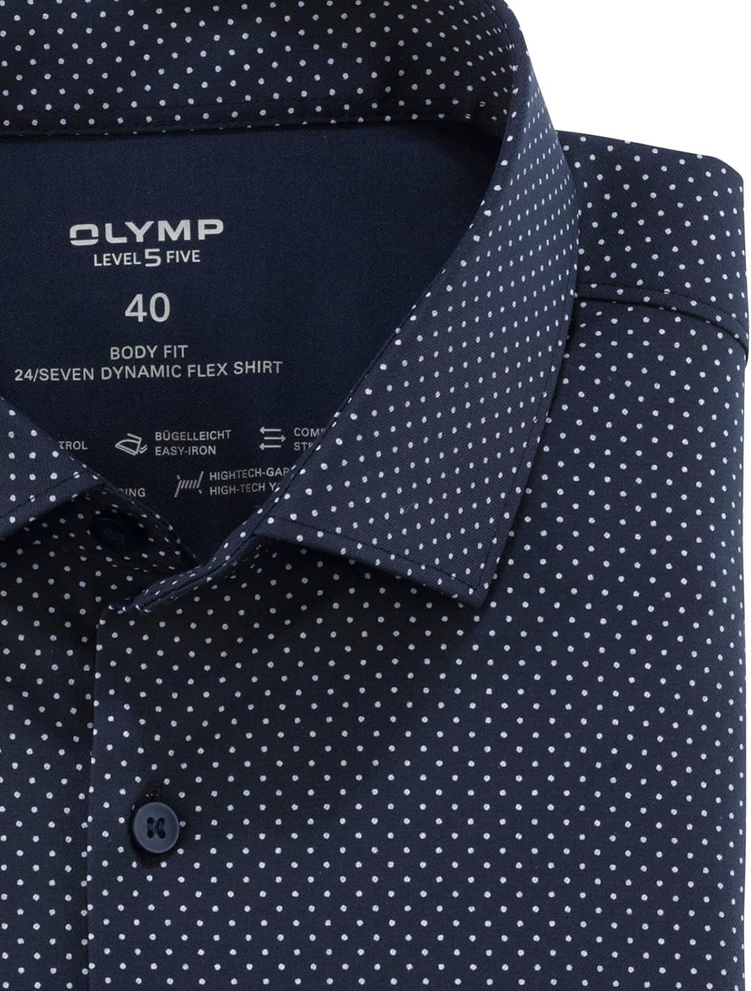 OLYMP Herren Businesshemd Level Five 24/Seven,Einfarbig,Body fit,Kent-Kragen 39 Marine 18, 39 Marine