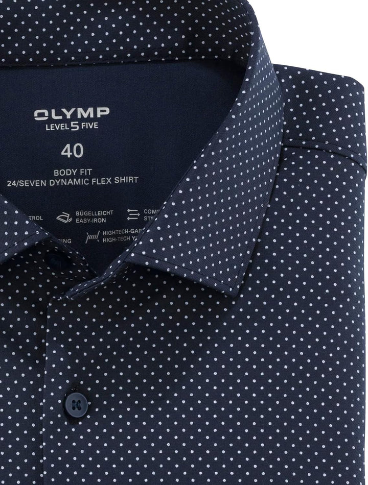 OLYMP Herren Businesshemd Level Five 24/Seven,Einfarbig,Body fit,Kent-Kragen 39 Marine 18, 39 Marine