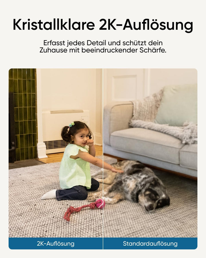 eufy Indoor Cam C220, 2K Überwachungskamera Innen, 360° Schwenk-/Neigefunktion, Indoor-Kamera mit WL