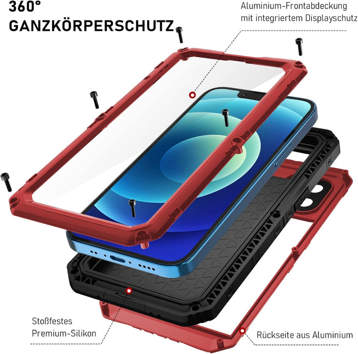 Beeasy für iPhone 12 Wasserdicht Outdoor Hülle (6,1"), Stossfest Panzerhülle Militär 360 Grad Schutz