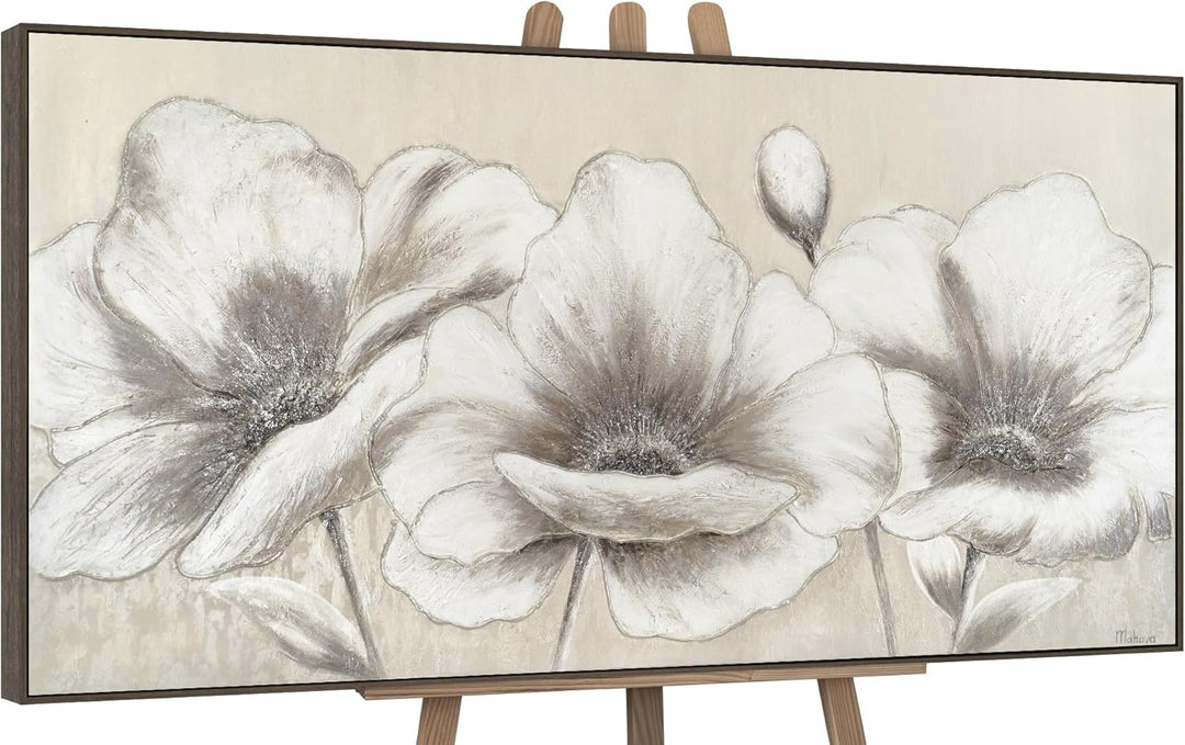 YS-Art XXL Abstrakt Acryl Gemälde auf Leinwand handgemalt Blumen II Wandbilder Wohnzimmer moderne Be