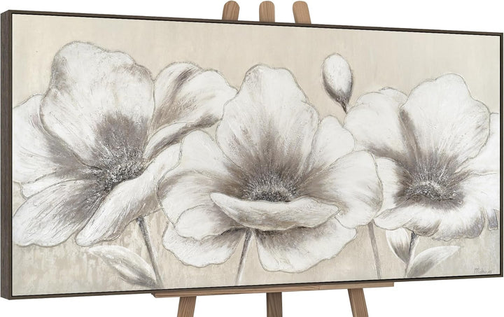 YS-Art XXL Abstrakt Acryl Gemälde auf Leinwand handgemalt Blumen II Wandbilder Wohnzimmer moderne Be