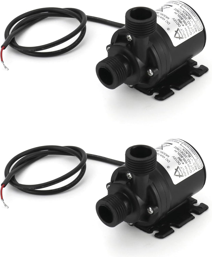 QWORK® 2 Stücke DC 12V Wasserpumpe 800L / H 5M, Brushless Tauchwasserpumpe, für Brunnenpool Solaruml