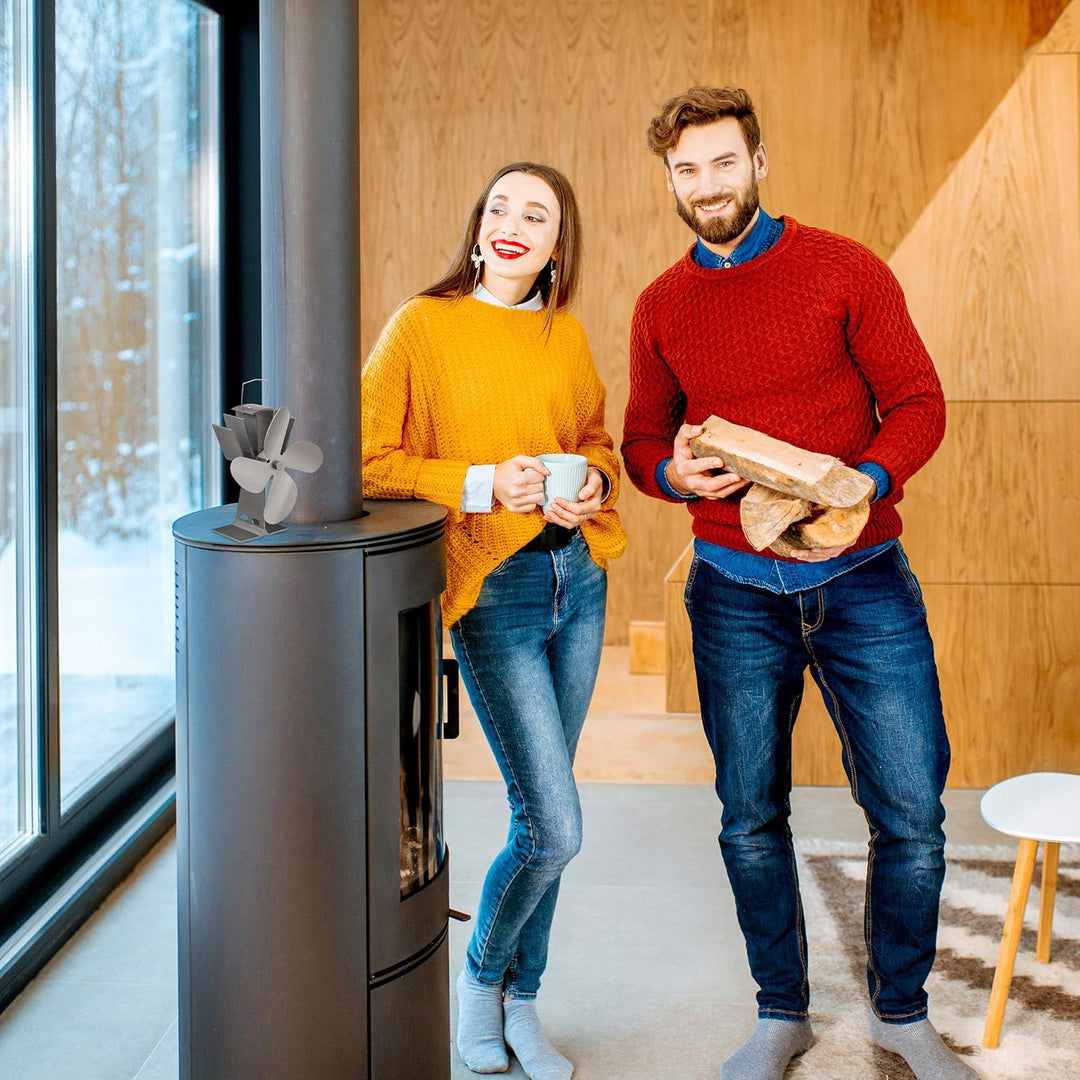 Relaxdays Ofenventilator ohne Strom, geräuscharm, für Kamin & Ofen, hitzebetrieben, 4 Blätter, Kamin