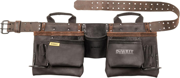 DEWALT Leder Werkzeuggürtel, langlebig, 11 Tasche Professionelle Gürtel (DWST550112) Werkzeugschürze