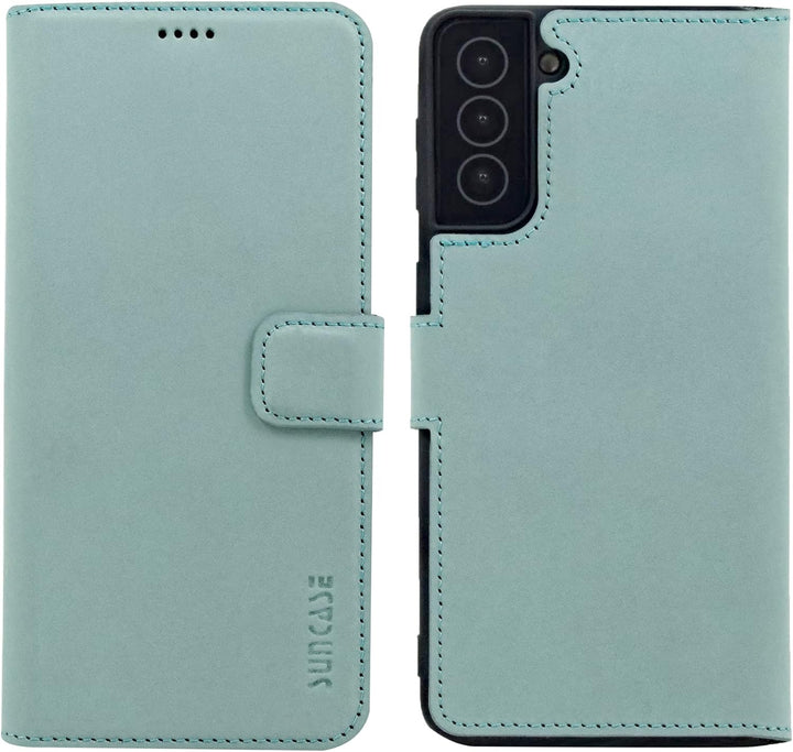 Suncase Book-Style Hülle kompatibel mit Samsung Galaxy S22 Plus 5G Leder Tasche (Slim-Fit) Lederhüll