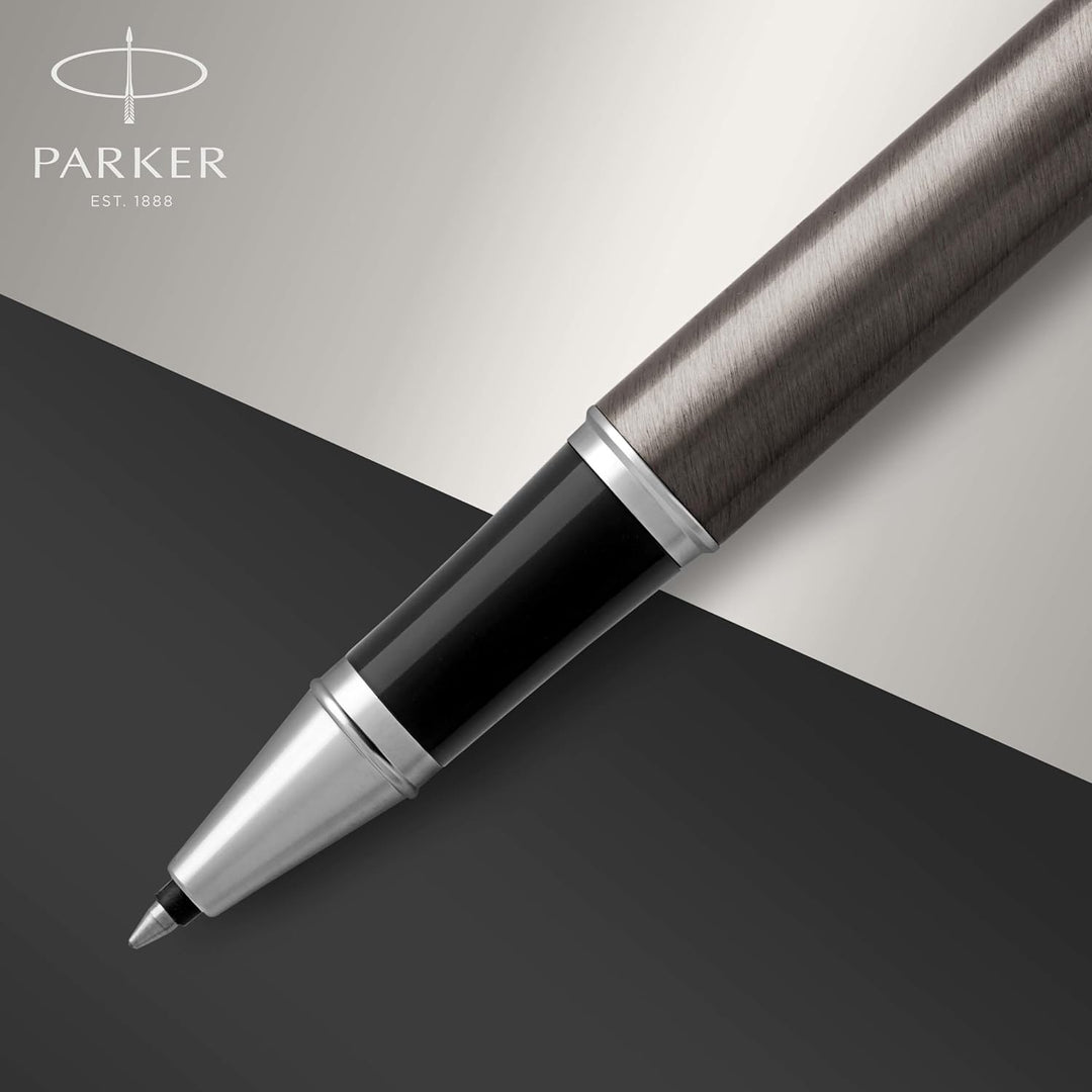 Parker IM Tintenroller , Dark Espresso , feine Spitze , Schwarz , Geschenkbox Tintenroller Dark Espr