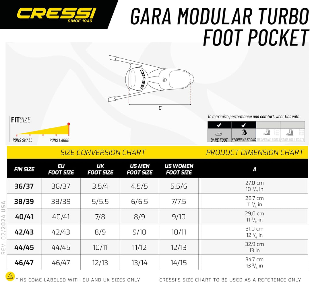Cressi Unisex-Adult Gara Turbo Foot Pocket Fusstasche 38/39, 38/39