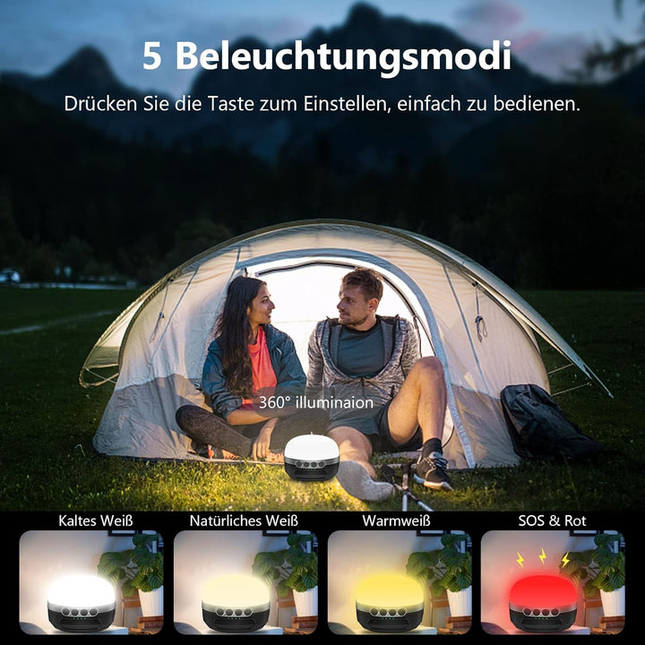 LED Campinglampe RGB Farbwechsel, 8400mAh akku Camping Laterne mit USB C Aufladbar, 5 Lichtmodi, Stu