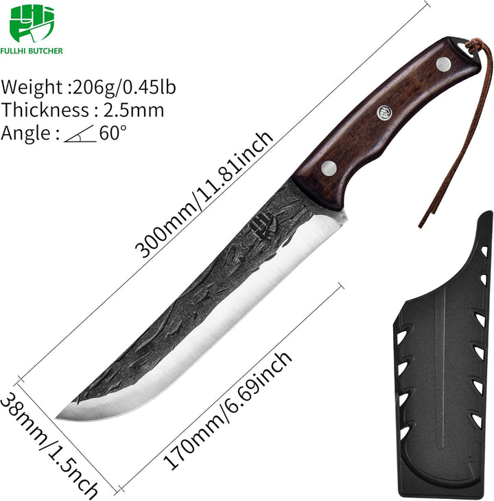 FULLHI Ausbeinmesser, Multi-Farben Griff Full Tang Küchenmesser, High Carbon Steel Carving Fishing D