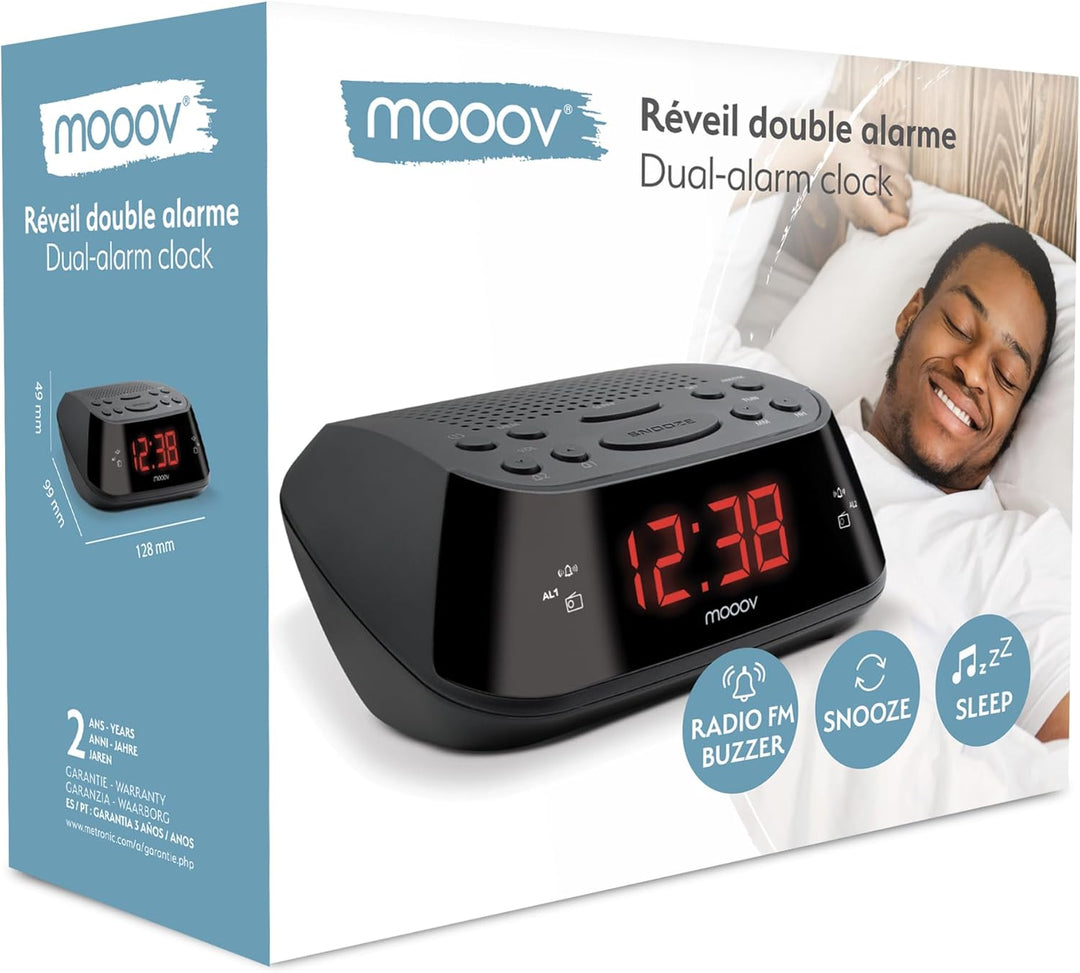 Metronic 477003 Uhrenradio - Radiowecker Schlummerfunktion - Sleeptimer Roter Zeitanzeige - Schwarz,