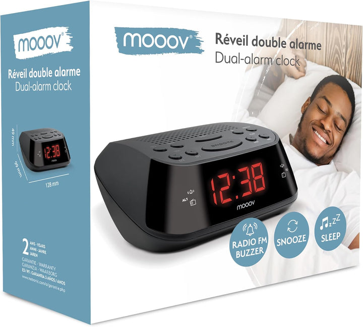 Metronic 477003 Uhrenradio - Radiowecker Schlummerfunktion - Sleeptimer Roter Zeitanzeige - Schwarz,