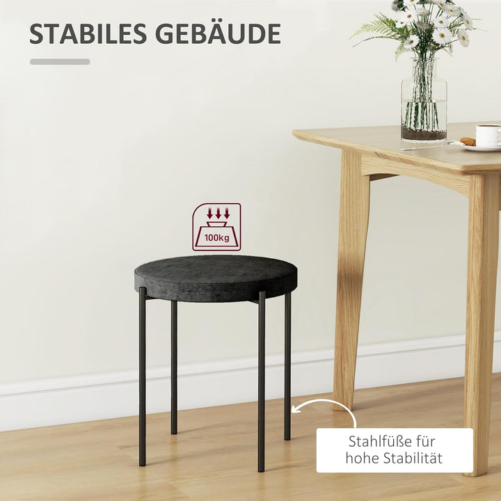 HOMCOM 4er-Set Esszimmerhocker Esszimmerstühle Stapelbar Thekenhocker mit gepolstertem Sitz Rundhock