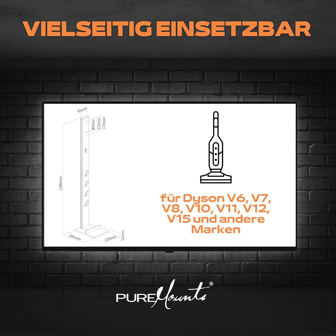 PureMounts PM-VAC-01, Staubsauger Standfuss Organizer für Dyson V6 Pro, V7, V8, Cyclone Fluffy/Absol