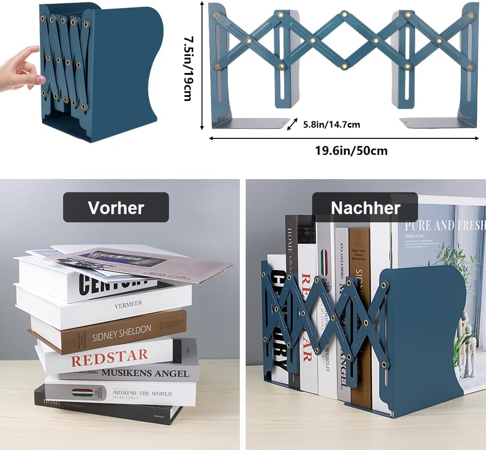 DIFIT Buchstütze, Verstellbar Buchstützen, Metall Bücherstützen, Erweiterbare Bücherhalter Book End,