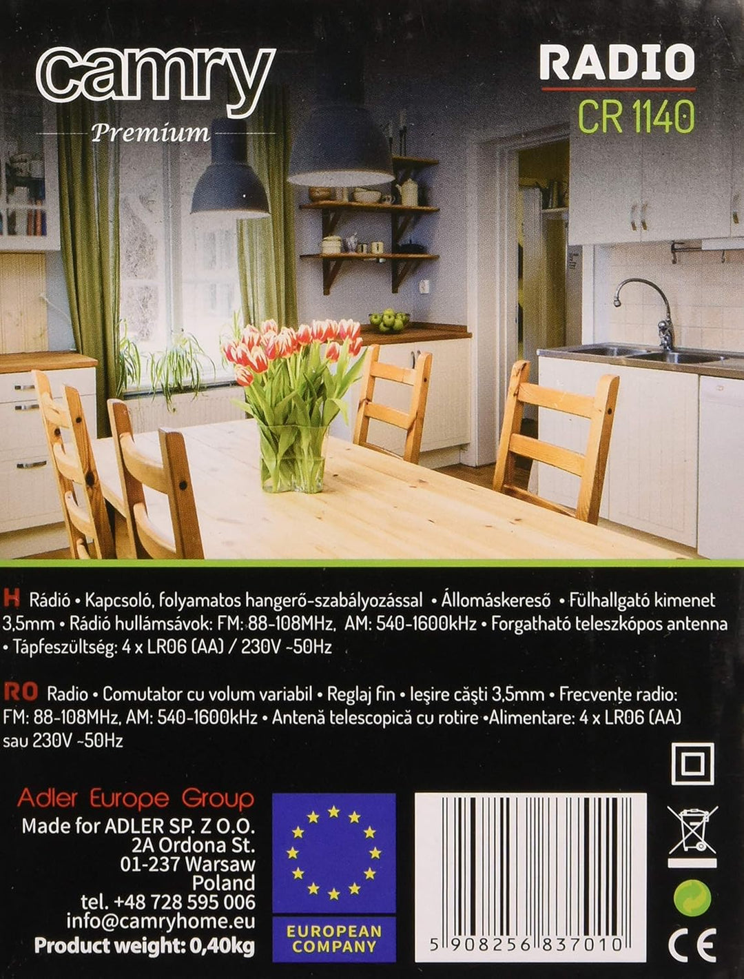 Tragbares Stereo Radio mit AUX IN und Kopfhöreranschluss Küchenradio (Schwarz), Schwarz