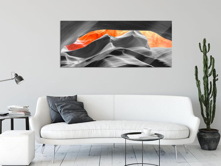 Glasbild Panorama | Wandbild aus Echtglas | beeindruckender Antelope Canyon | 100x40 cm | inkl. Aufh