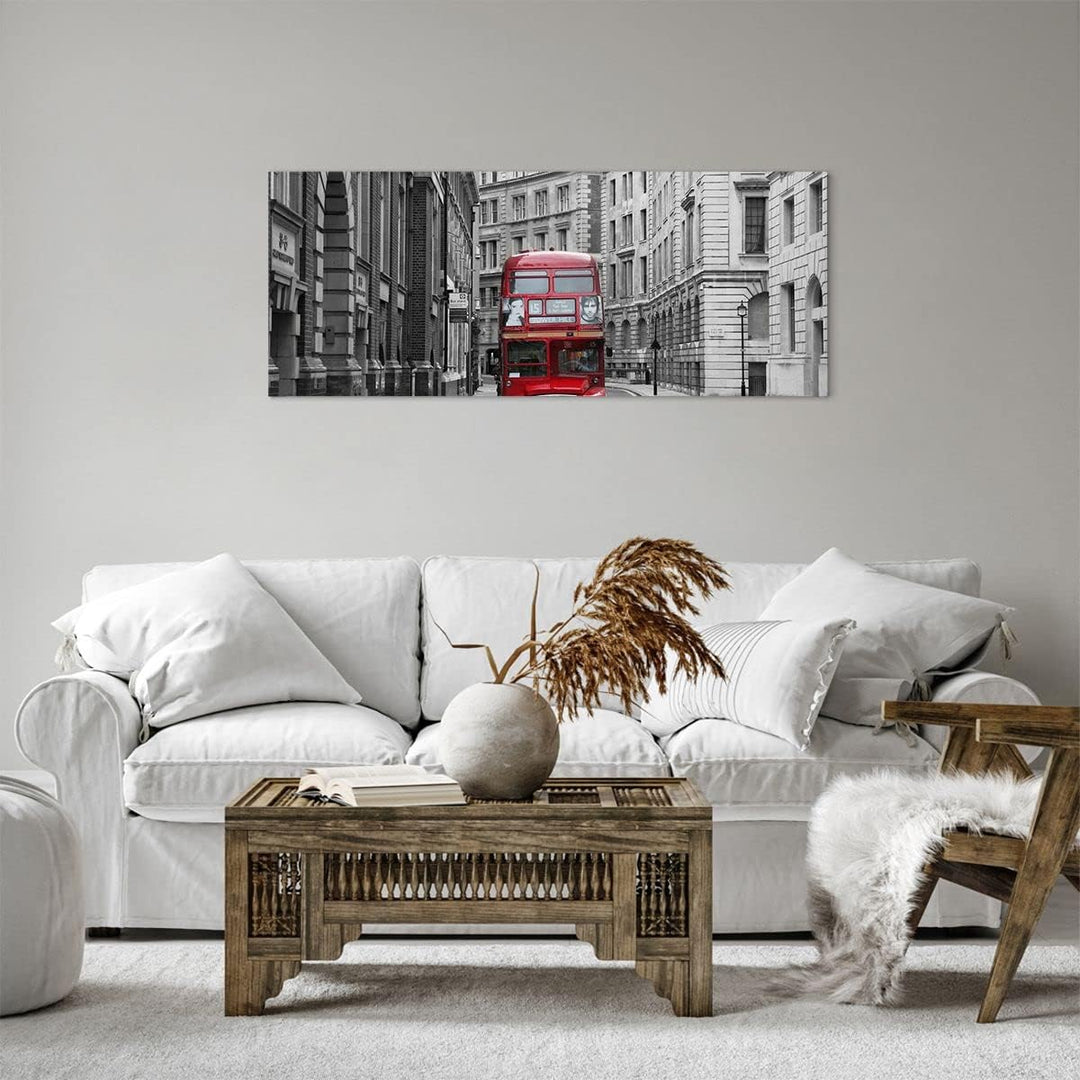 Panorama Bilder auf Leinwand 100x40cm Leinwandbild Bus england urlaub london Gross Wanddeko Bild Sch