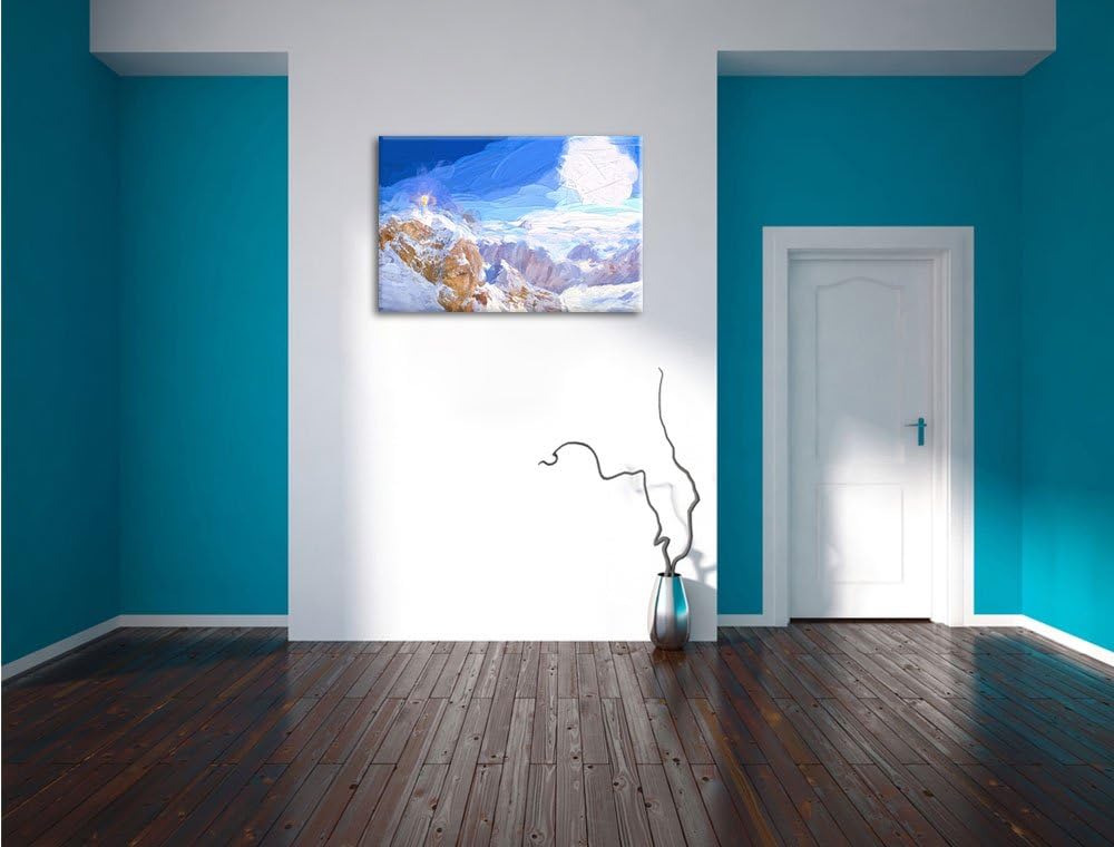 Pixxprint Zugspitze im Sonnenlicht als Leinwandbild/Grösse: 100x70 cm/Wandbild/Kunstdruck/fertig bes