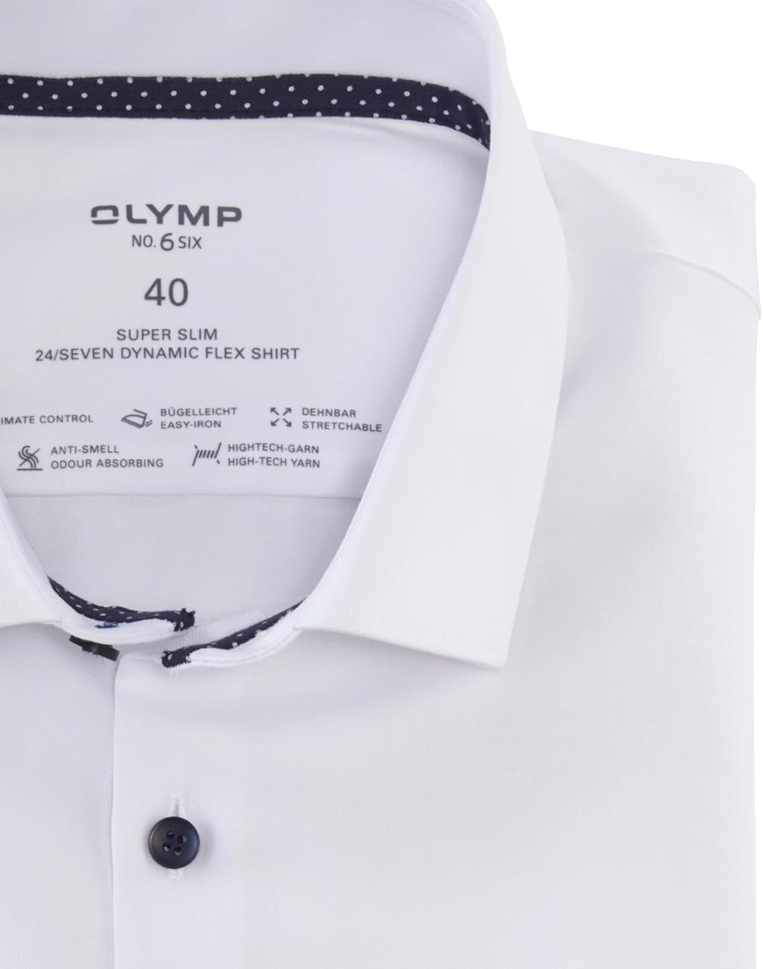 OLYMP Herren Oberhemd Langarm No.Six.24.Seven,Twill,super Slim,Modern Kent 44 Weiss 00, 44 Weiss 00