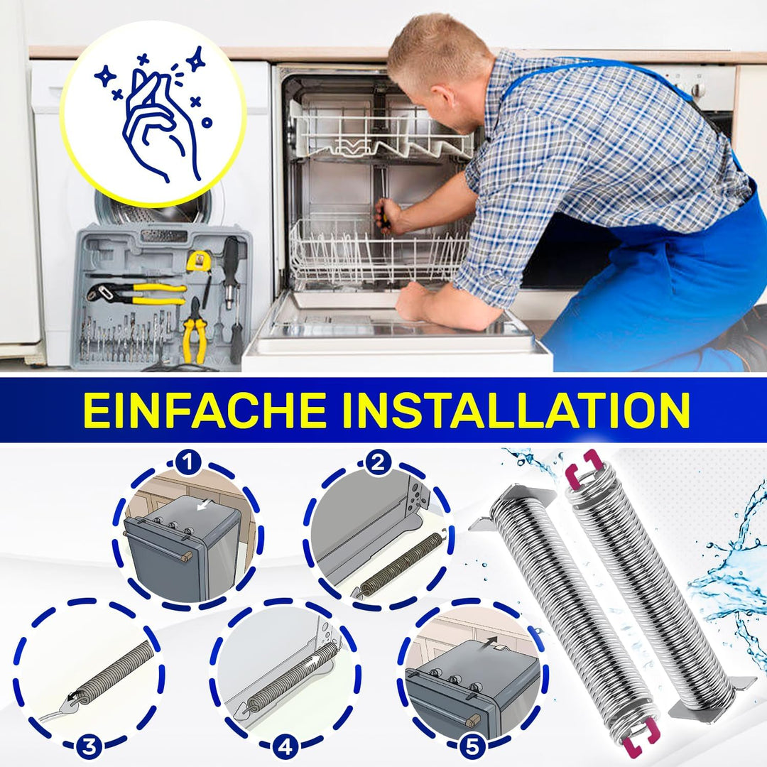 Reparaturset Feder in Rosa und Seilzug für Tür Geschirrspüler mit dem Originalcode 00754873 754873 f
