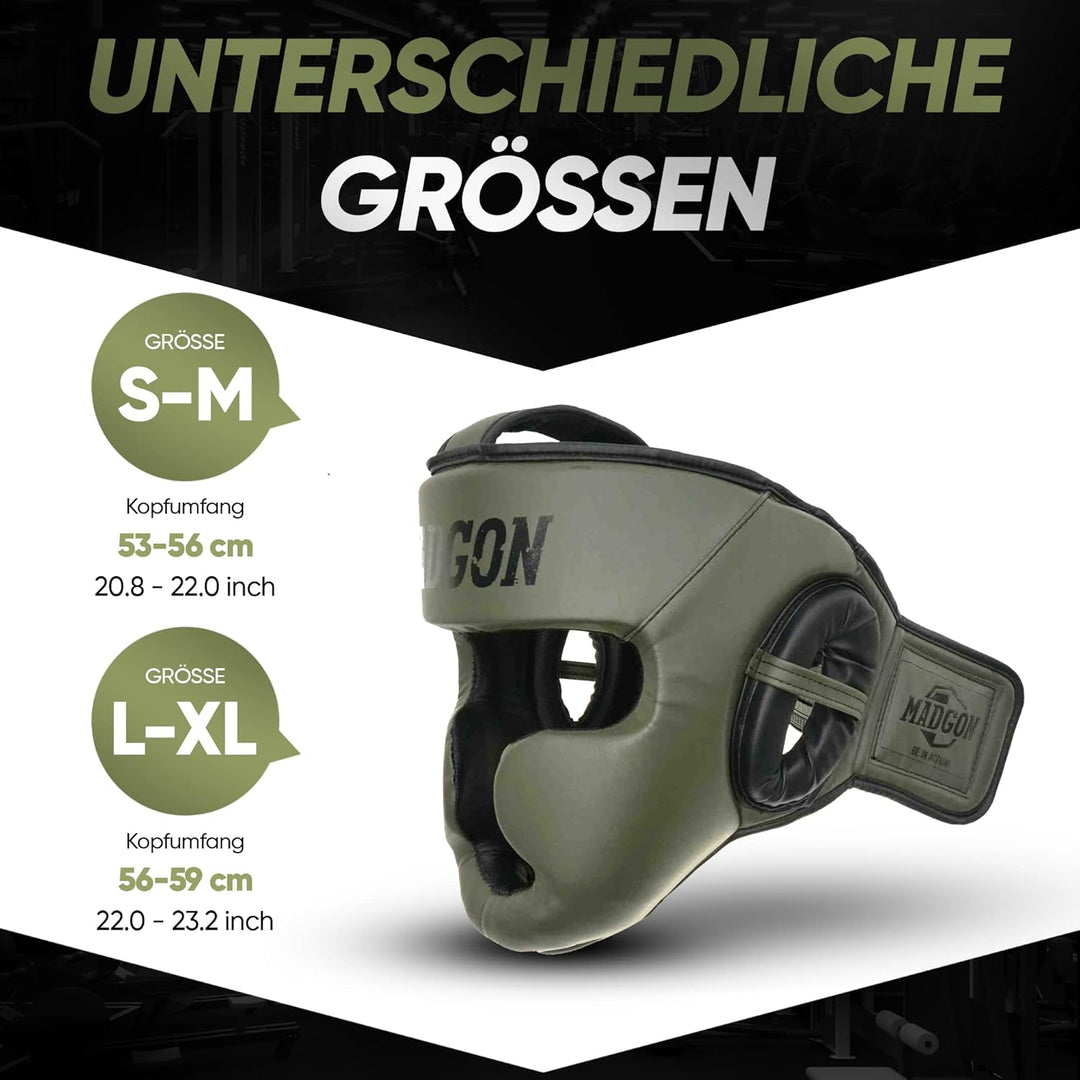 MADGON Premium Kopfschutz, Boxhelm mit Perfekter Sicht und maximalem Schutz, Gesichtsschutz für Kamp