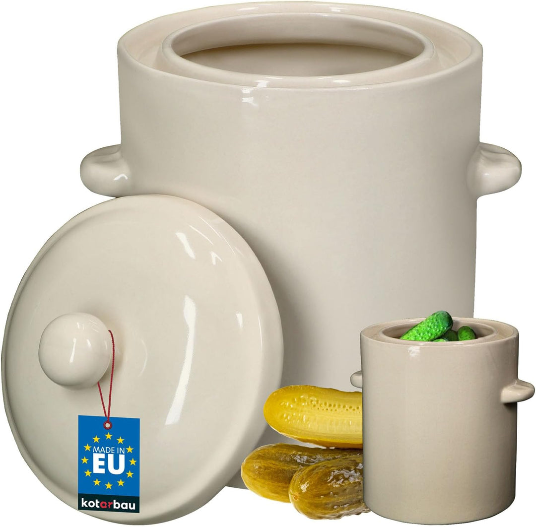 KOTARBAU® Sauerkraut Gärtopf Sauerkrauttopf 5L Tontopf mit Deckel Steinguttopf Fermentieren Dauerkra