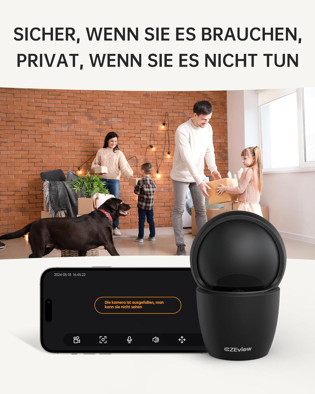 CZEview 3K 5MP Überwachungskamera Innen, 2,4/5Ghz Dual-Band WLAN Kamera Überwachung Innen, Hundekame