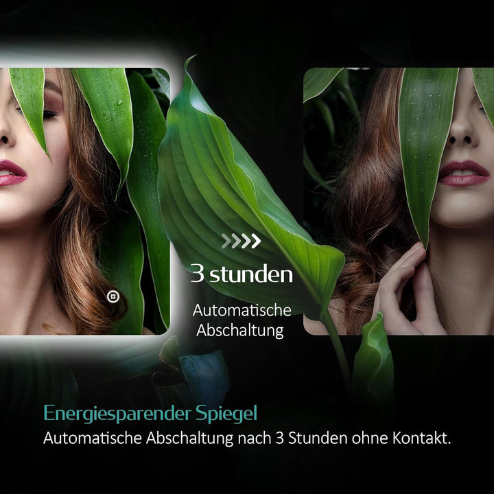 EMKE Badspiegel mit Beleuchtung 60x80cm, Badezimmerspiegel mit Beschlagfrei, 3 Lichtfarben dimmbar,