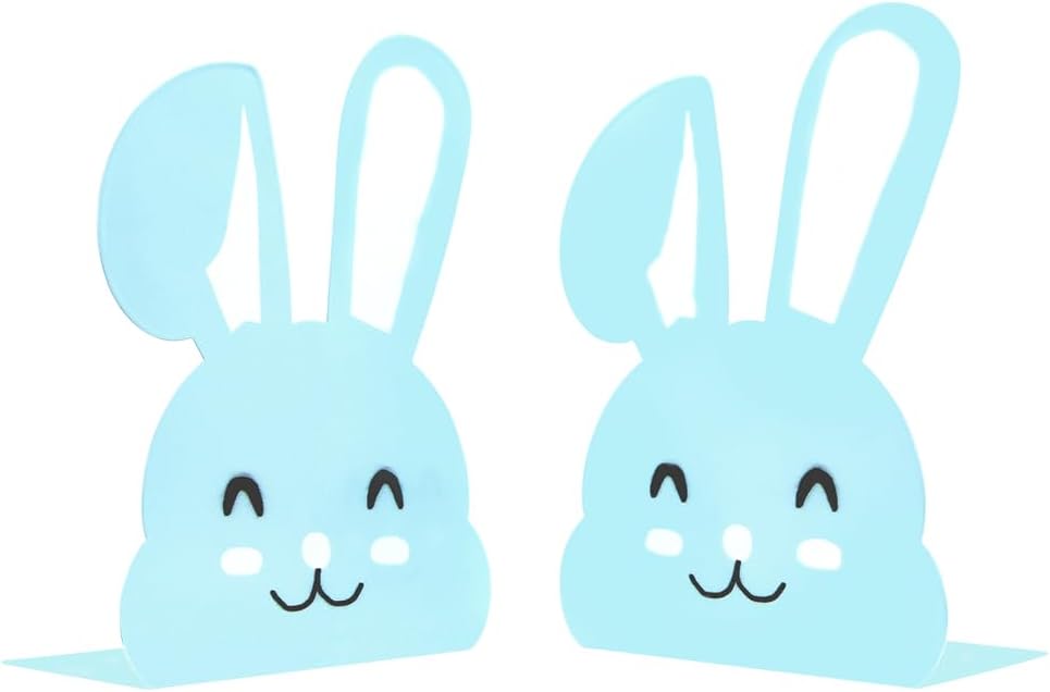 1 Paar niedliche Metall-Buchstützen, Cartoon-Tier-Hase, lange Ohren, rutschfest, Eisen, Buchstütze,