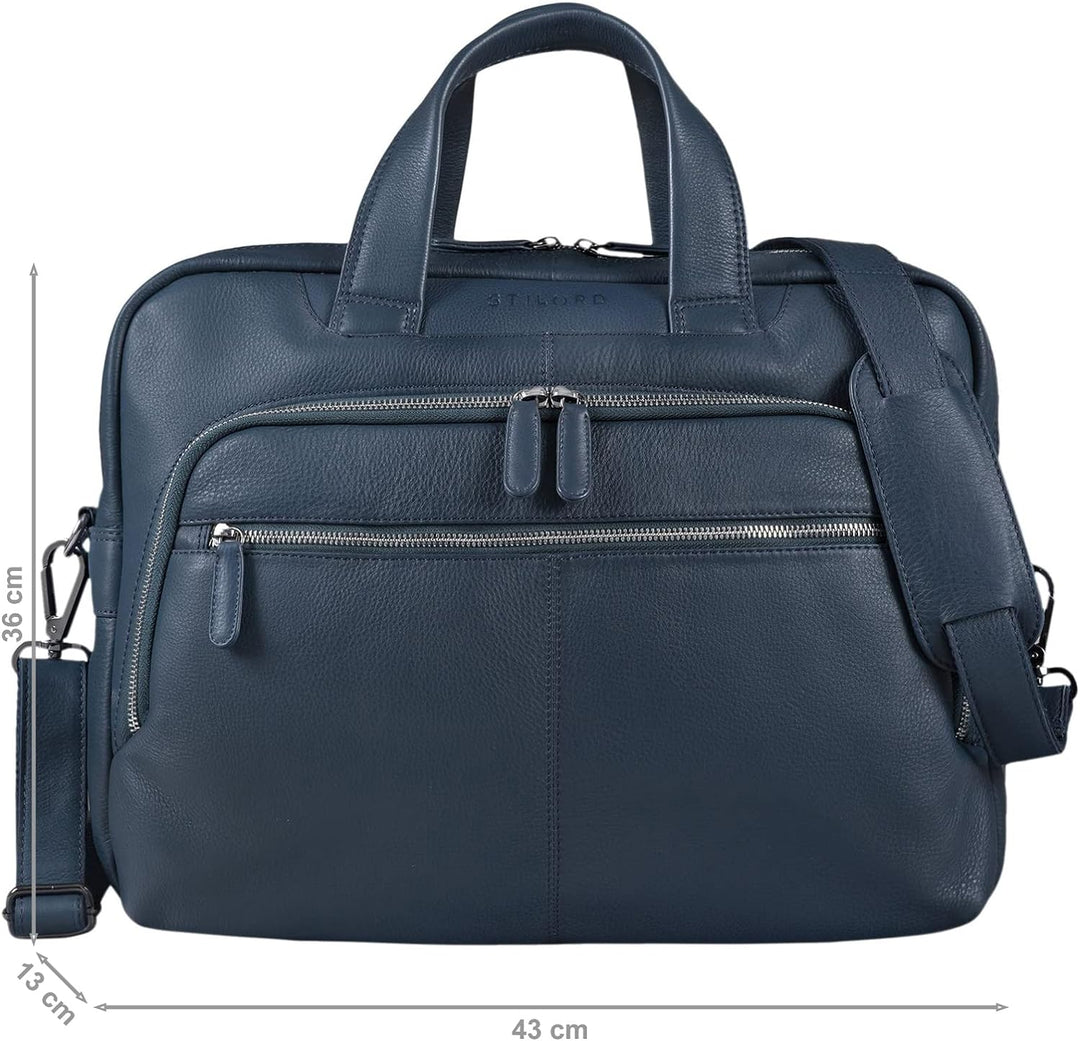 STILORD 'Lias' Echtleder Umhängetasche für Herren - Stilsicher ins nächste Meeting Navy - Blau, Navy