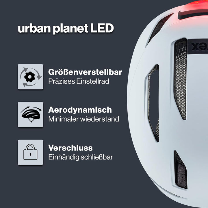 uvex urban planet LED - nachhaltiger Fahrradhelm für Damen und Herren cloud matt 58-61 cm, cloud mat