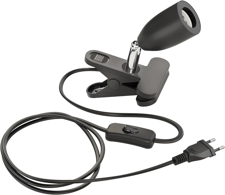 ledscom.de Klemmlampe LIK, Schalter, schwarz matt, 1x E27 max. 60W, 5 Stk. 5 Stück (1er Pack) Schwar