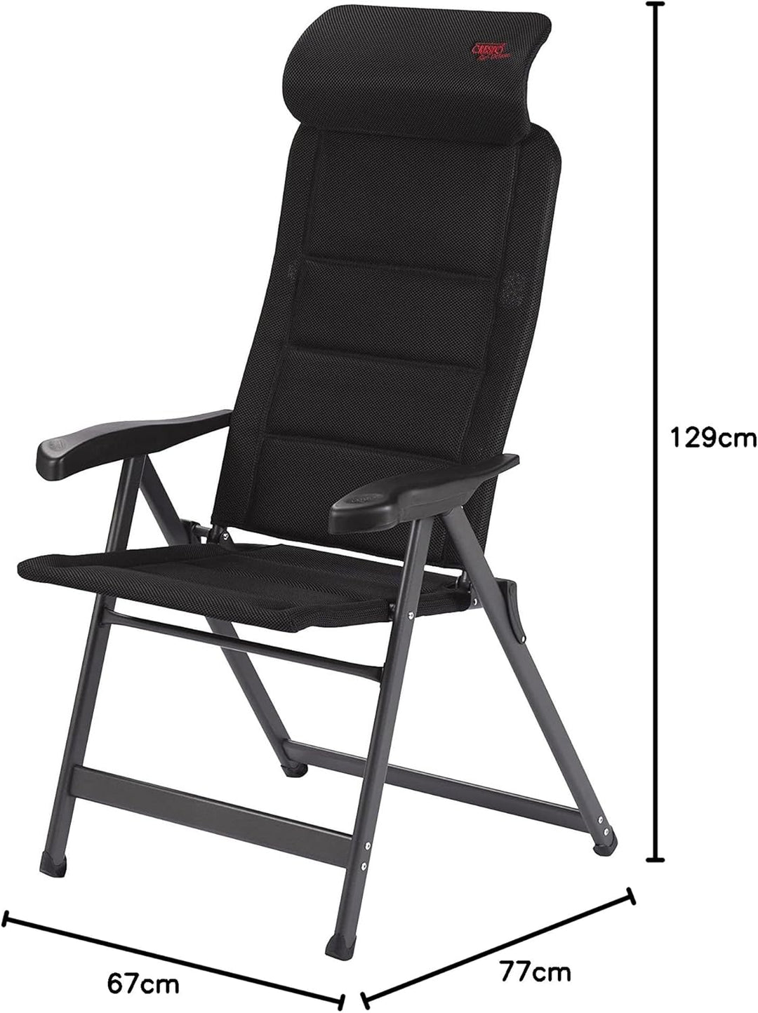 Crespo Gartenstuhl AP 240 Air Deluxe Compact Camping Liege Stuhl Klappstuhl Alu Schwarz, Schwarz