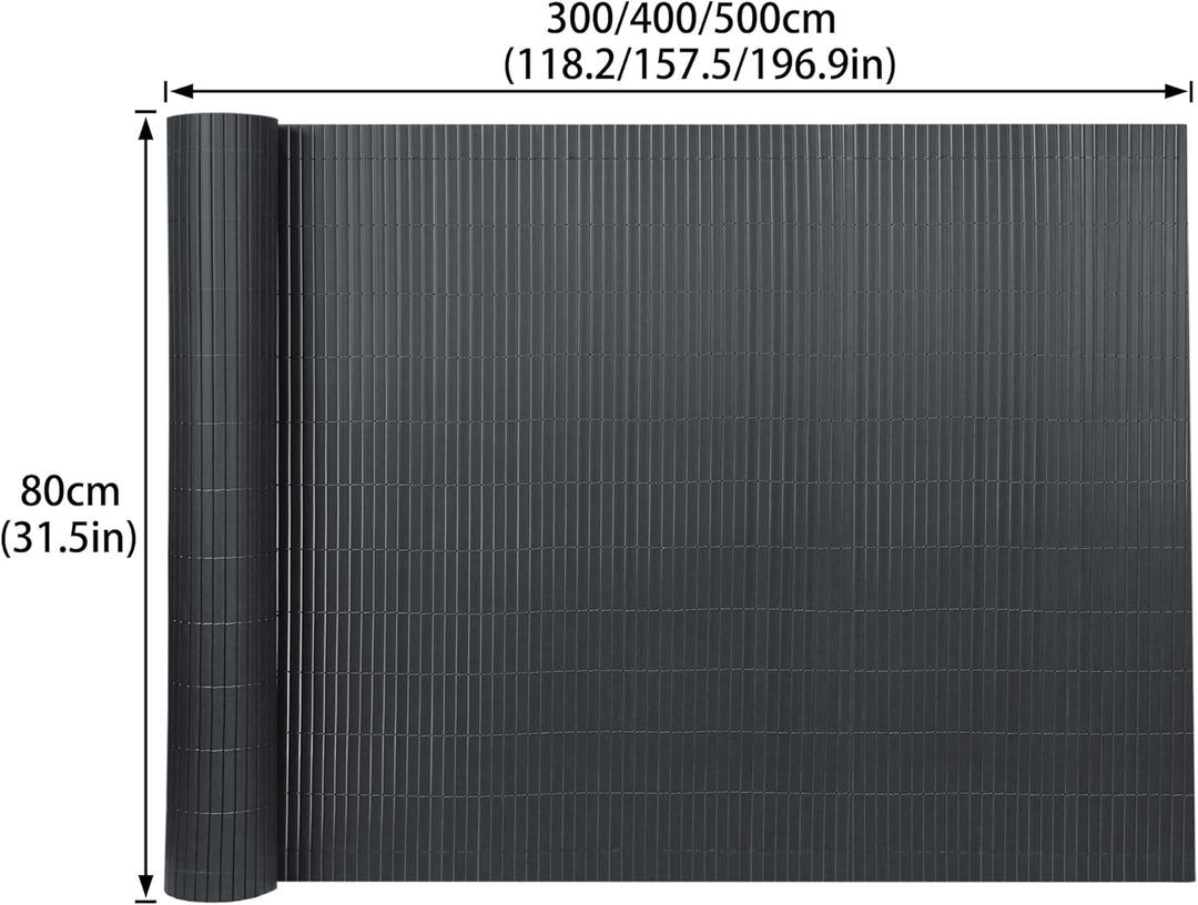 NAIZY PVC Sichtschutzmatte 80x300cm Sichtschutz Garten Sichtschutzzaun Anthrazit Sichtschutzzaun UV-