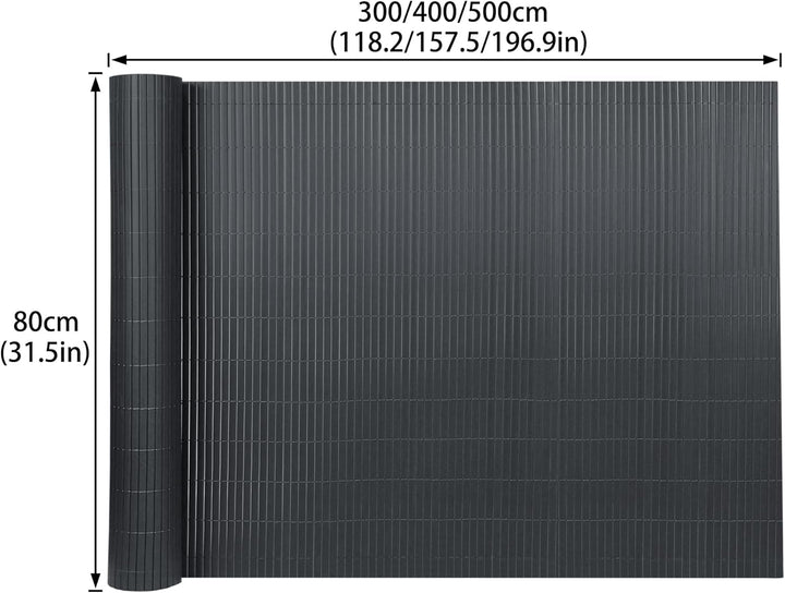 NAIZY PVC Sichtschutzmatte 80x300cm Sichtschutz Garten Sichtschutzzaun Anthrazit Sichtschutzzaun UV-