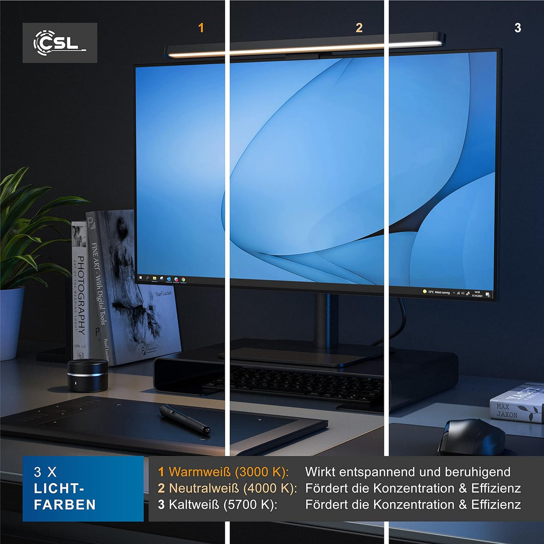 CSL - Screenbar LED USB Monitorlampe Bildschirmlampe Lichtleiste, Lightbar mit Fernbedienung, Monito