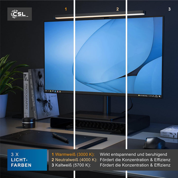 CSL - Screenbar LED USB Monitorlampe Bildschirmlampe Lichtleiste, Lightbar mit Fernbedienung, Monito